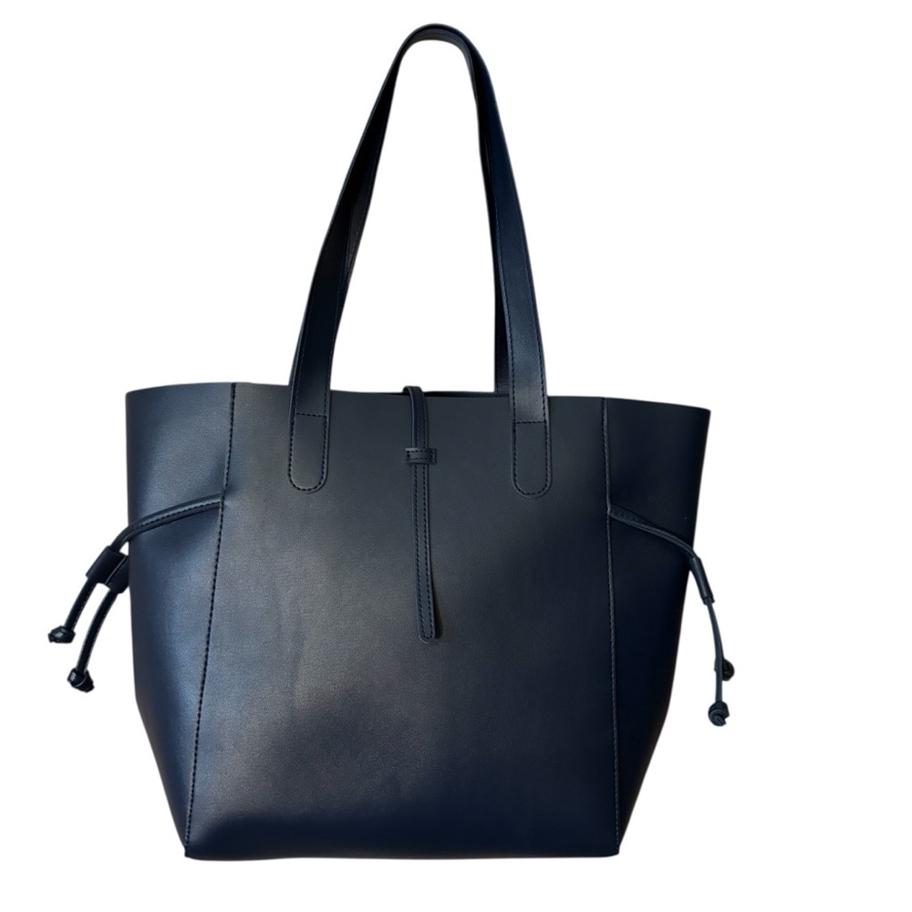 Sale! NEW Tote Bag Navy Blue Large Capacity Shoulder Straps Threaded Ties